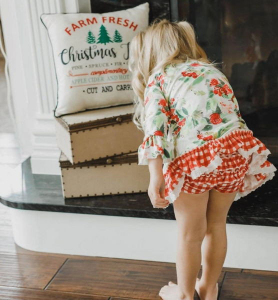 Christmas Floral Lace Gown with Bloomers