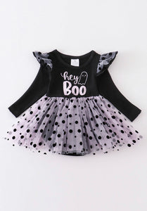 Black "BOO" Ruffle Romper 6 months