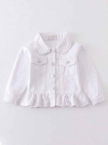 White Ruffle Denim Jacket