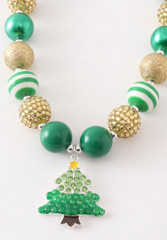 Green Christmas Tree Necklace