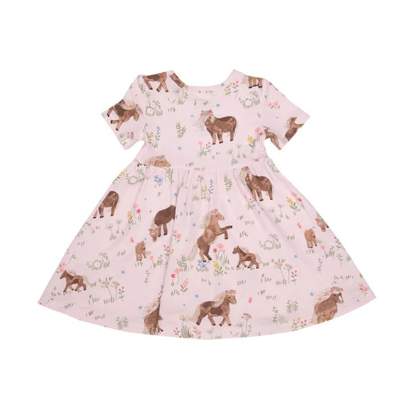 Watercolor Ponies Twirl Dress