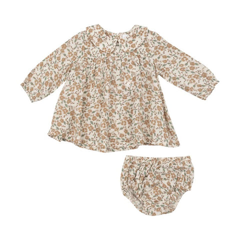 Bitty Brown Floral Dress & Diaper Cover