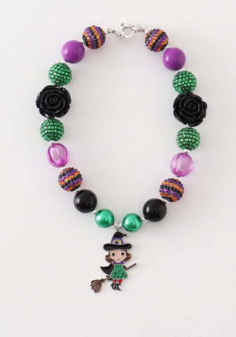 Halloween Witch Bubble Chunky Necklace