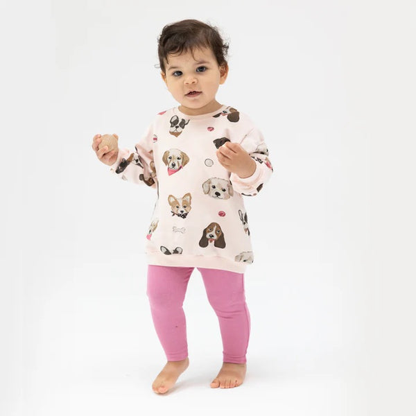 Pretty Puppy Faces Oversize Sweatshirt & Leggings Set