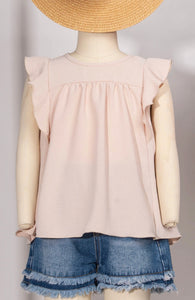 Ruffle Shoulder Woven Top