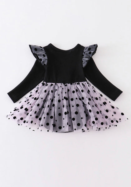 Black "BOO" Ruffle Romper