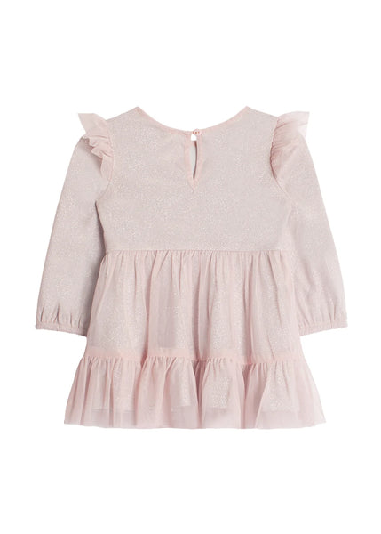 Phoebe Long Sleeve Soft Tulle & Sparkling Knit Dress