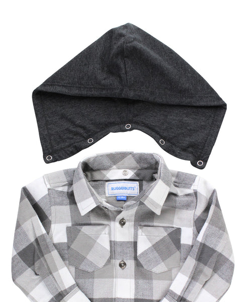 Grey Hooded Button Down