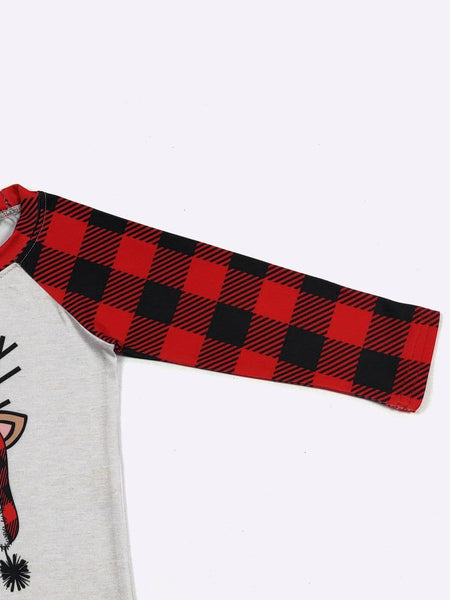 Plaid Reindeer Boy Raglan