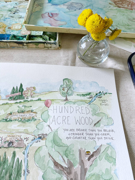 Pooh’s Hundred Acre Wood Watercolor Story Map Print