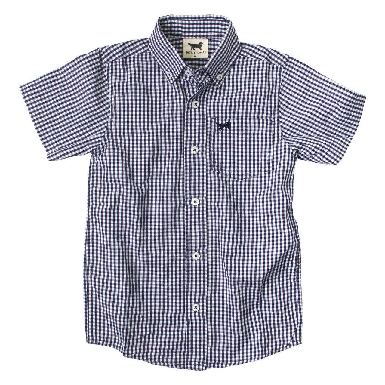 Wes & Willy Mini Gingham Short Sleeve Shirt/Navy