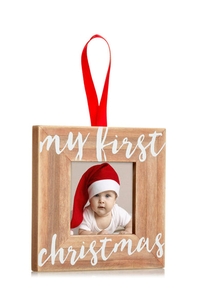 My First Christmas Holiday Wooden Picture Frame Ornament