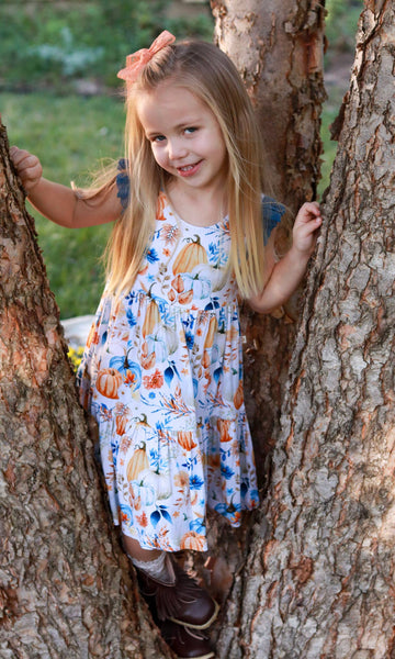 Harvest Pumpkin Ruffle Lace Sleeve Tiered Twirl