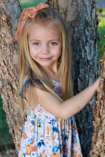 Harvest Pumpkin Ruffle Lace Sleeve Tiered Twirl