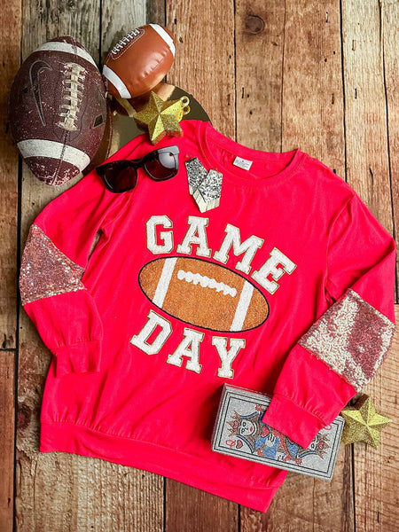 Mommy & Me Game Day Red Sequins Sleeved Shirt