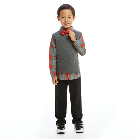 Boys Baby Holiday Sweater Vest Set