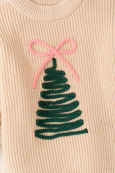 Christmas Tree Embroidered Sweater