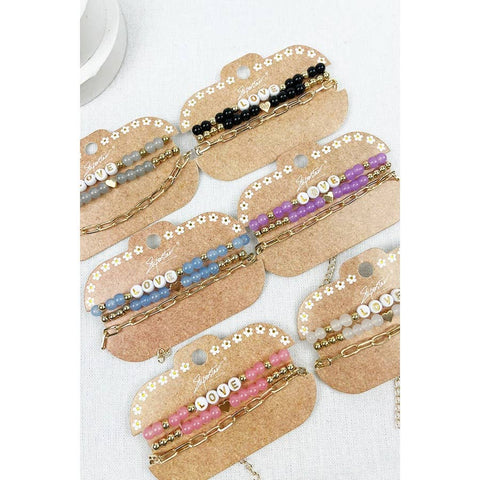 3-pc Love Bead And Chain Bracelet