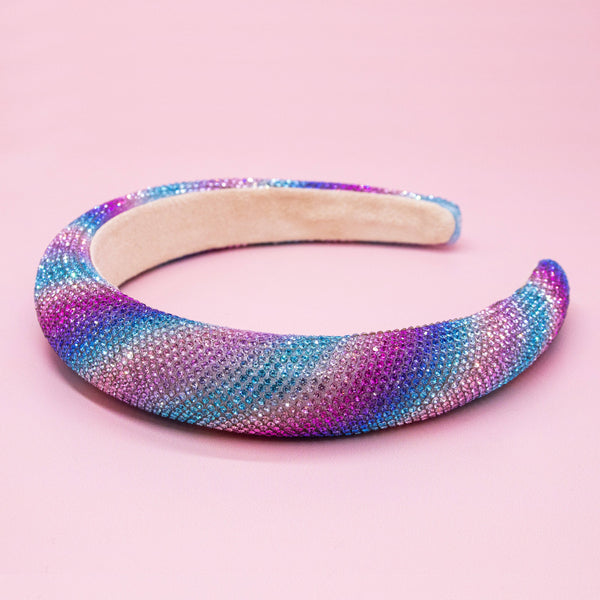 Rhinestone Headband - Padded Rainbow Hair Band