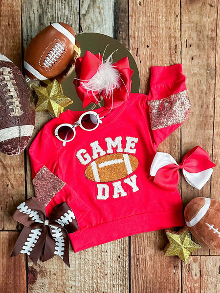 Mommy & Me Game Day Red Sequins Sleeved Shirt