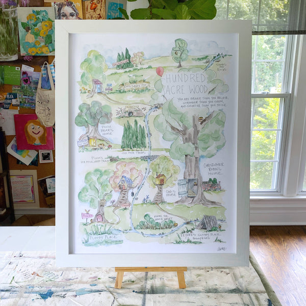 Pooh’s Hundred Acre Wood Watercolor Story Map Print