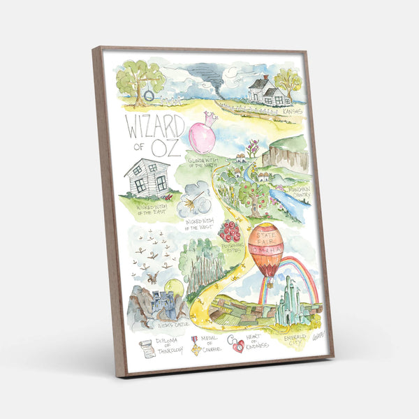 Wizard of Oz Watercolor Story Map Art Print