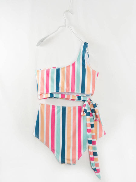 Mommy & Me Multicolor Stripe Girl Swimsuit