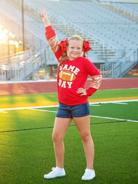 Mommy & Me Game Day Red Sequins Sleeved Shirt