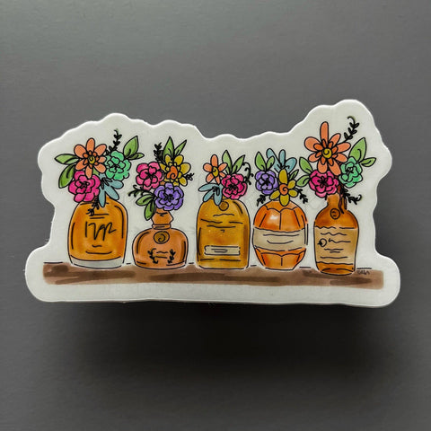 Floral Bourbon Bottles Sticker