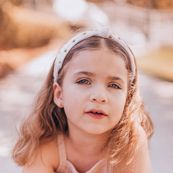 Gold Star Studded Crushed Velvet Knot Headband