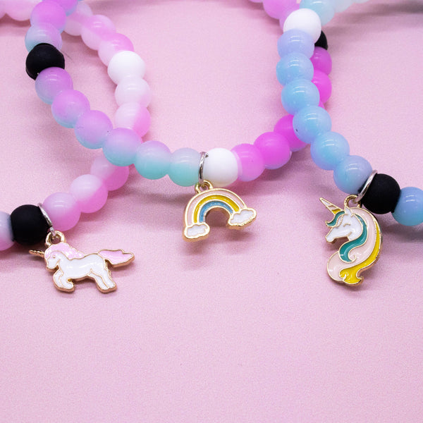 Glow in the Dark Unicorn Charm Bubble Bracelets (3 colors available)