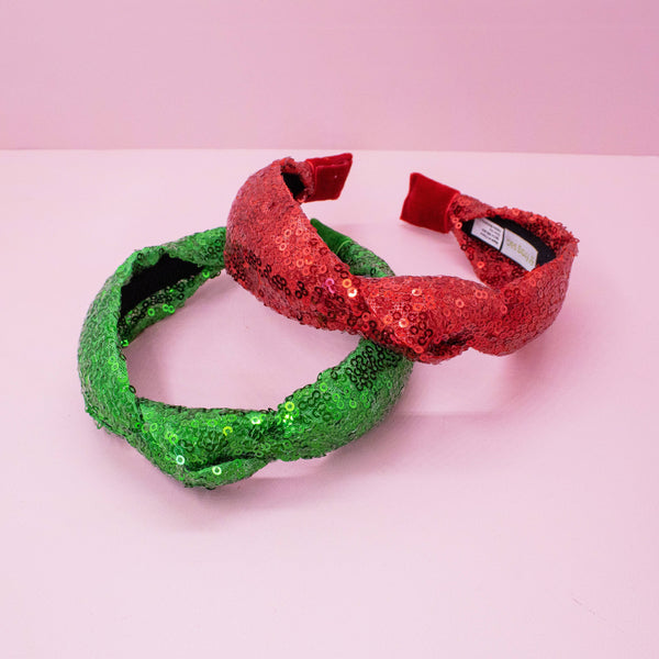 Sequin Knot Headband - Christmas, Valentine's, St. Patrick's