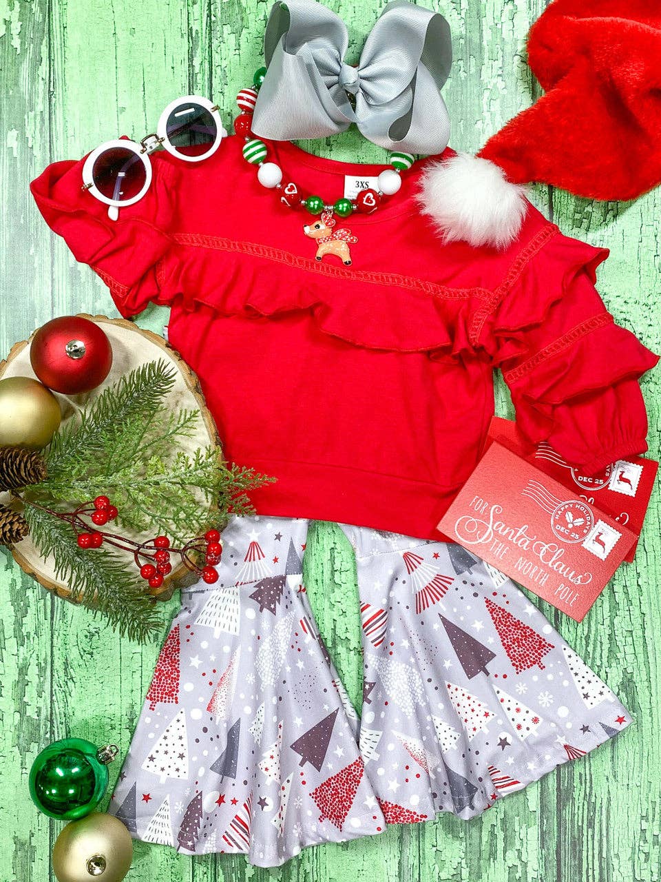 Festive Forest Bell Bottom Pants Set