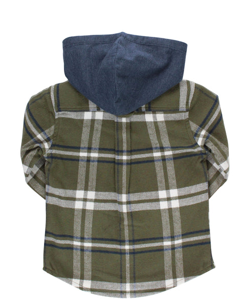 Olive Hooded Button Down