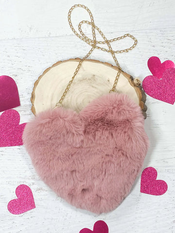 Pink Plush Heart Purse