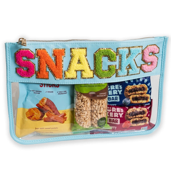 Large Clear Chenille Letter Patch Pouch - Snacks