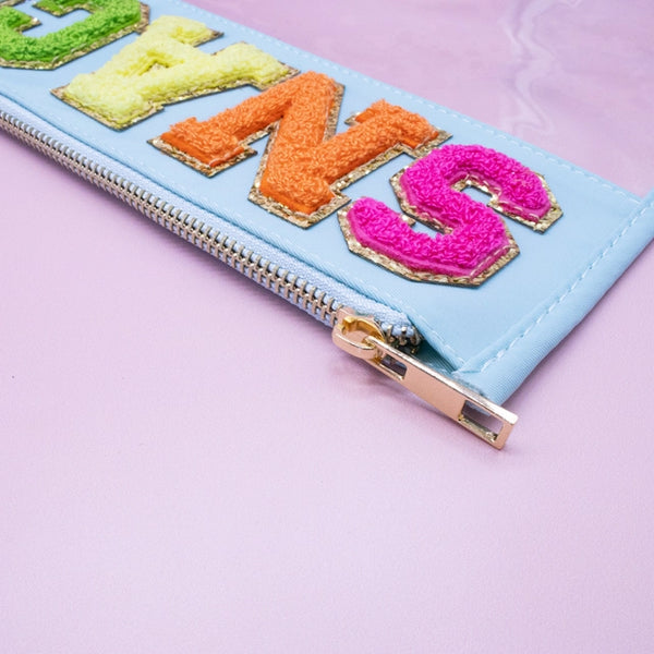 Large Clear Chenille Letter Patch Pouch - Snacks