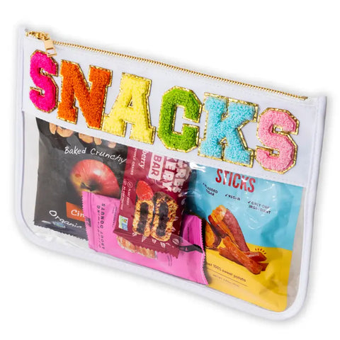 Large Clear Chenille Letter Patch Pouch - Snacks