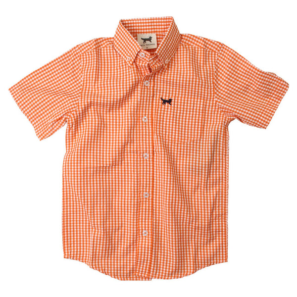 Wes & Willy Mini Gingham Short Sleeve Shirt/Orange