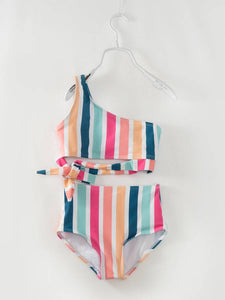 Mommy & Me Multicolor Stripe Girl Swimsuit