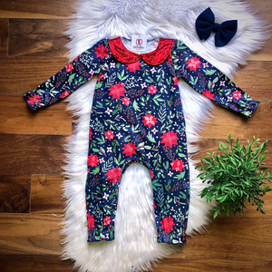 Poinsettia Romper 12M