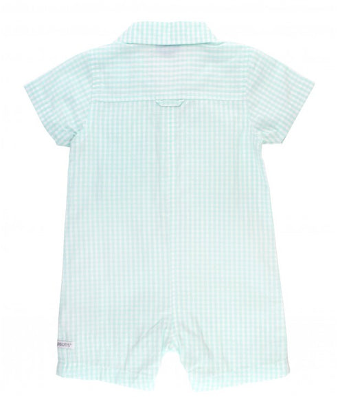 Light Aqua Gingham Romper 12M