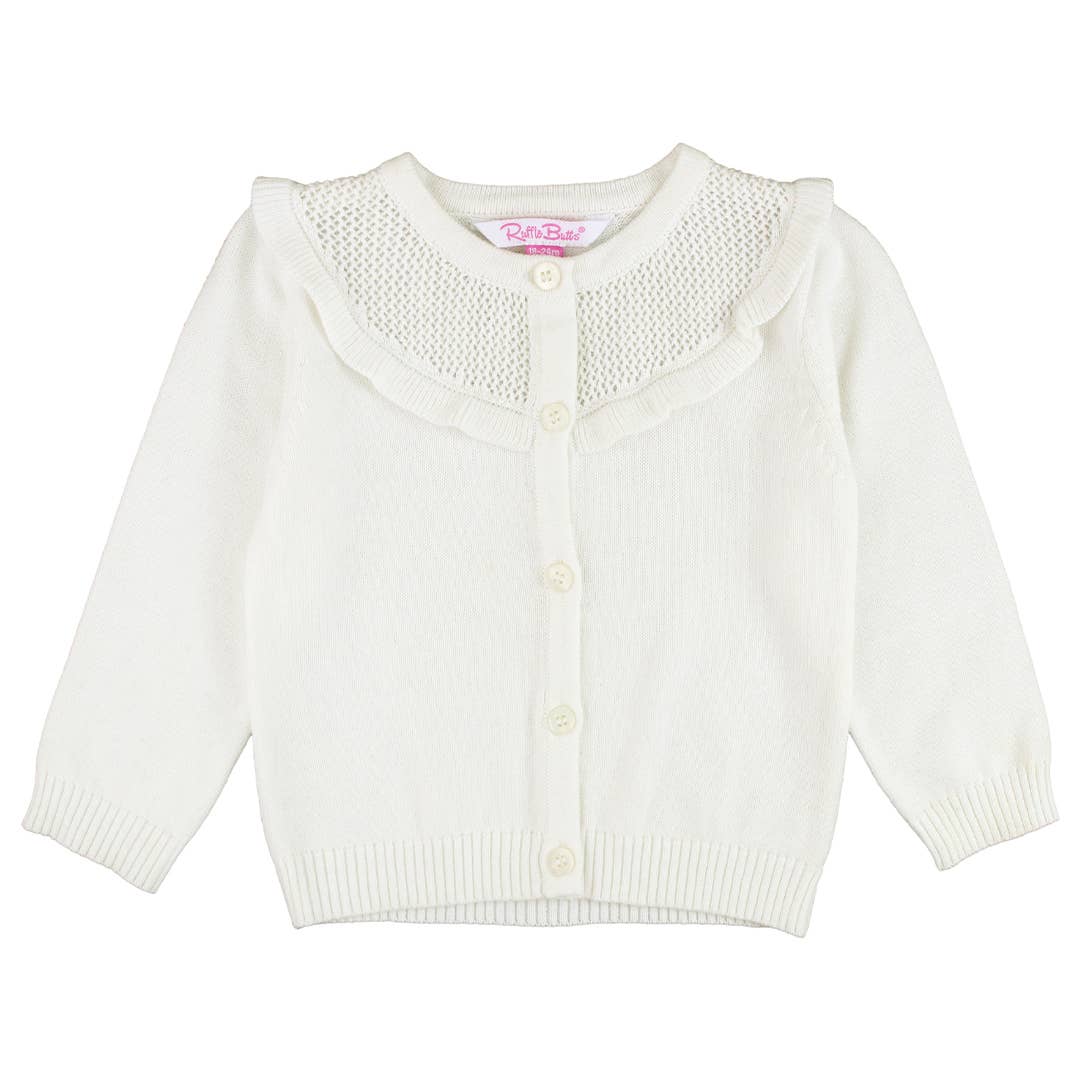 Frill cardigan set mini knit OP White Off-White Sweater Knit