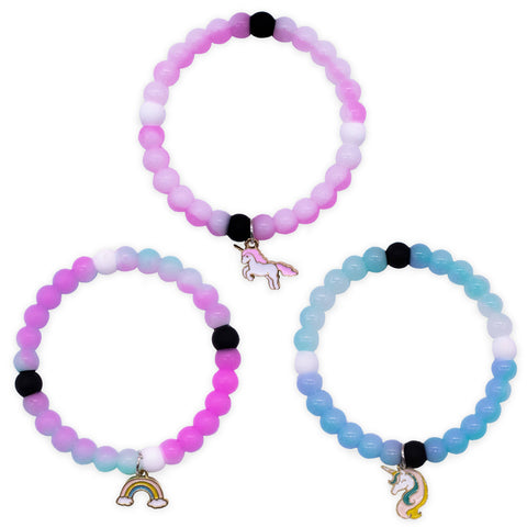 Glow in the Dark Unicorn Charm Bubble Bracelets (3 colors available)