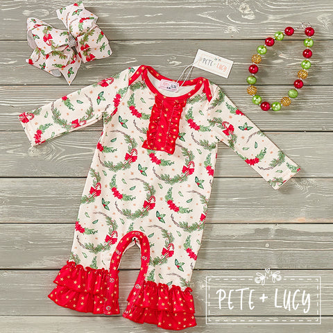 Merry Wreaths Romper 3M